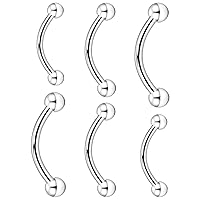 Yaalozei 20G Titanium Eyebrow Rings Rook Daith Piercing Jewelry Hypoallergenic Curved Barbells Snake Eye Tongue Ring Vertical Lip Labret Belly Ring Piercing Jewelry for Women Men 6mm 8mm 10mm