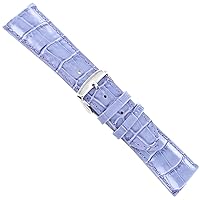 24mm deBeer Baby Crocodile Grain Periwinkle Padded Stitched Mens Watch Band LONG
