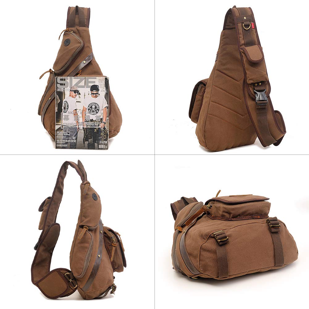 Canvas Sling Bag, Large Canvas Chest Bag Sling Chest shoulder Bag Crossbody Sling Backpack for Men Women