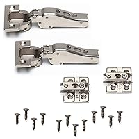 2 x Heavy Duty Furniture Hinges J95 for Extra Heavy Doors up to 25 kg! Includes Mounting Plates, Semi Overlay. Heavy Duty Pot Hinge by LAMP® / Japan (Colour: Nickel, With Locking (with Spring))