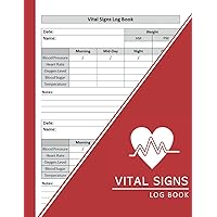 Vital Signs Log Book: Personal Health Monitoring Record Journal to Track Blood Pressure, Blood Sugar, Heart Pulse Rate, Respiratory/Breathing Rate, ... & Weight (8.5x11 100 Pages Large Print)