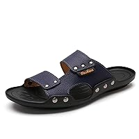 flip flop,Men's Summer Sandals Leather Comfortable Slip-on Casual Fashion Men Slippers