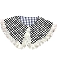 Detachable False Collar Black and White Plaid Neck Ruff Mini Cape Shawl Dickey Collar for Women Girls