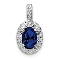 Mother's Day Gift Sterling Silver Rhodium-plated Oval Gemstone and Diamond Halo Pendant Fine Jewelry For Women