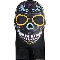 Amscan Neon Day Of The Dead Full Head Mask - Spooky Black Sugar Skull Costume Accessory Perfect For Halloween & Themed Parties - 1 Pc, X-Large