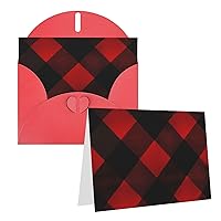 Plaid Red and Black Printed Greeting Card Internal Blank Folded Cards 6Ã—4 Inches Funny Birthday Cards Thank You Card With Colorful Envelopes For All Occasions