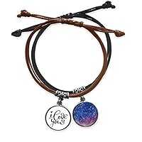 I Love You Heart Quote Style Bracelet Rope Hand Chain Leather Starry Sky Wristband