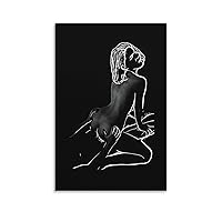 Canvas Art Black And White Sexy Female Couple Canvas Painting Abstract Sex Picture Body Art Posters Canvas Painting Wall Art Poster for Bedroom Living Room Decor 08x12inch(20x30cm) Unframe-style