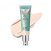 CC+ Cream Natural Matte Foundation with SPF 40 - Shine-Reducing & Long-Wear Full Coverage Foundation For Oily Skin - With Hyaluronic Acid - Fragrance Free & Non-Comedogenic - 1.08 fl oz