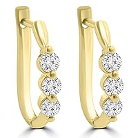 1.10 ct Ladies Round Cut Diamond Hoop Huggie Earrings