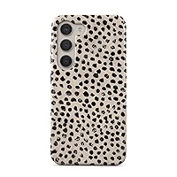 BURGA Phone Case Compatible with Samsung Galaxy S23 - Hybrid 2-Layer Hard Shell + Silicone Protective Case -Black Polka Dots Pattern Nude Almond Latte - Scratch-Resistant Shockproof Cover