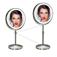 Adjustable Height Makeup Mirror with Light,Rechargeable 8