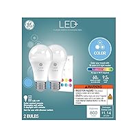 LED+ Color Changing LED Light Bulbs with Remote, 9.5W, No App or Wi-Fi Required, A19, CAC (2 Pack)