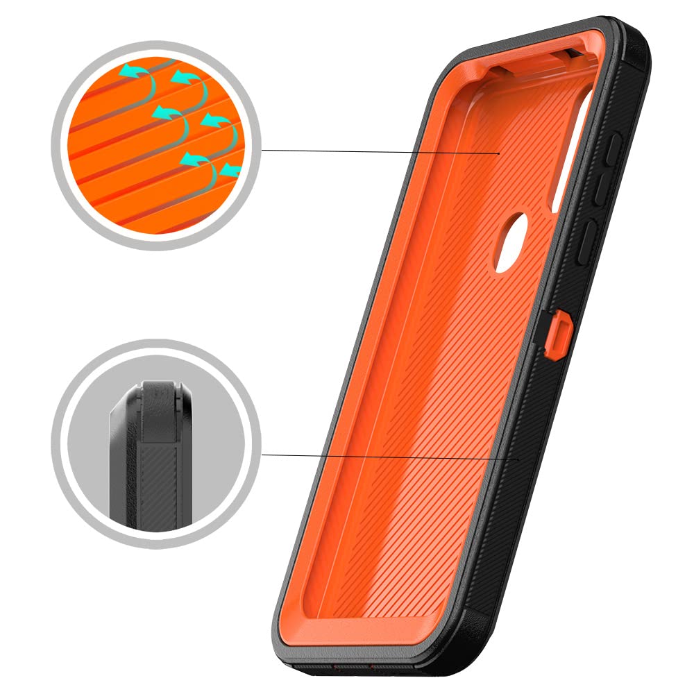TASHHAR Phone Case for Motorola Moto G Pure, Heavy Duty Hard Shockproof Armor Protector Case Cover with Belt Clip Holster for Motorola G Pure 2021 6.5-inch (Black+Orange)