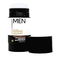 Vitabath Men's Amber Woodland Aluminum-Free Deodorant Powerful All-Day Fresh & Clean Clear Stick - Moisturizing Hemp Seed Oil Underarm Odor, Sweat & Skin Protection - Cruelty-Free 2.5 oz