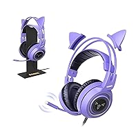 SOMIC G951S Purple Stereo Gaming Headset and Black Headphone Stand for PS4, PS5, Xbox One, PC, Mobile Phone, 3.5MM Sound Detachable Cat Ear Headphones
