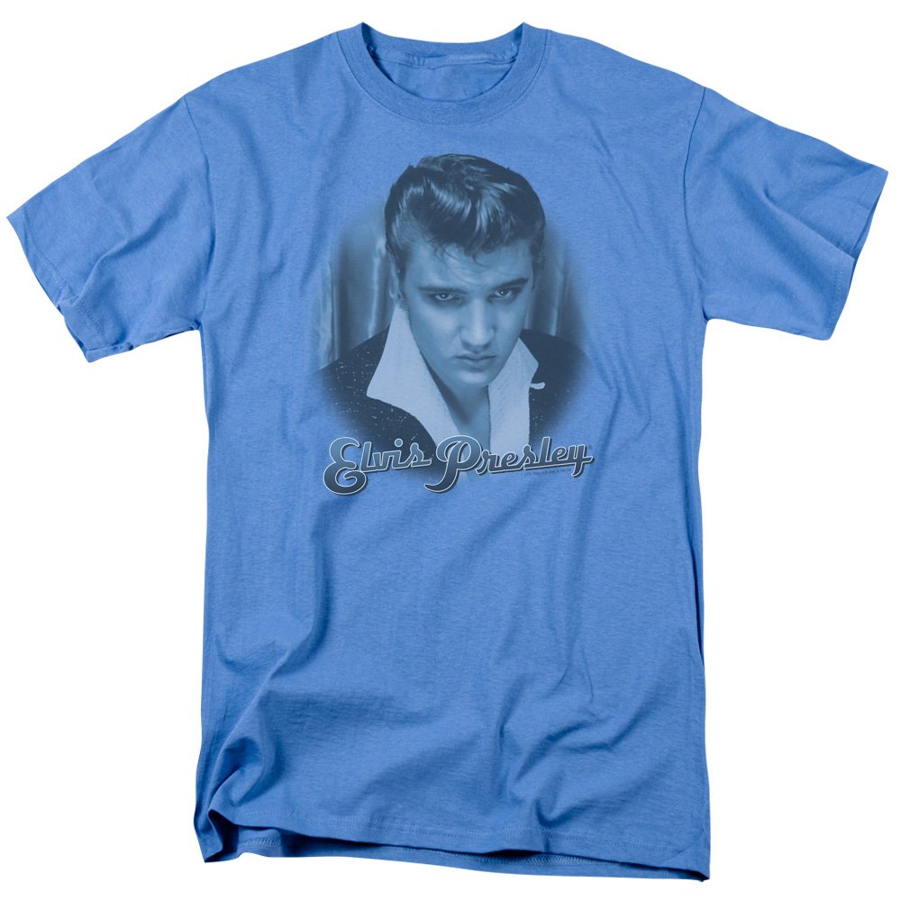 A&E Designs Elvis Presley Blue Suede Fade Caroline Blue Adult T-Shirt Tee Shirt
