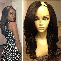 Unprocessed 8A Peruvian Virgin Human Hair U Part Wigs For Black Women 150% High Density Body Wave U Part Wig Natural Color (22 inch)