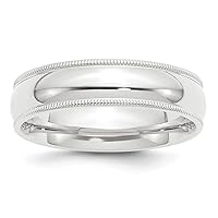 Platinum 6mm Comfort-Fit Milgrain Wedding Band Ring