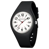 GOLDEN HOUR Analog Unisex Watches Waterproof Sports Digital Ladies Watches for Men, Nurse Medical Professionals, Students, Boys, Girls - Time Glowing Easy to Read Dial, Silicone Strap Womens Watch