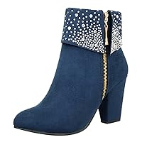 Women's Zipper Bootie Chunky Stacked Heel Ankle Platform Boots Square Heels Round Toe Comfortable Zipper Pumps Casual Shoes Short Boots