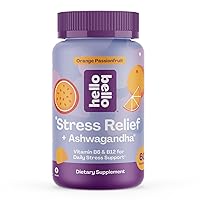 Hello Bello Stress Relief + Ashwagandha Gummy Vitamins - Vegan Blend with Vitamin B6 and Vitamin B12 - Orange Passionfruit Flavor - 30 Servings (60 Count Bottle)