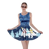 CowCow Womens Christmas Dresses Xmas Santa Vintage Snowman Snowflakes Winter A Line Skater Dress, XS-5XL