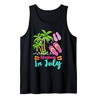 Christmas in July Ugly Christmas Flip Flops Summer Vacation Tank Top Black