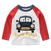 Toddler Kids Baby Boys Girls Cars Letter Print Long Sleeve Crewneck T Shirts Tops Tee Clothes for Children Boys
