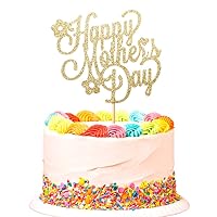 Happy Mother's Day Cake Topper, Happy Birthday Mom Cake Decor, Best Mom Ever Party Decorations Supplies, Gold Glitter