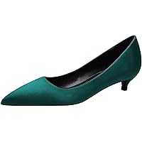 BIGTREE Womens Shoes Satin Silk Low Heel Pointed Toe Elegant Classic Ballroom Dance Dress Pumps