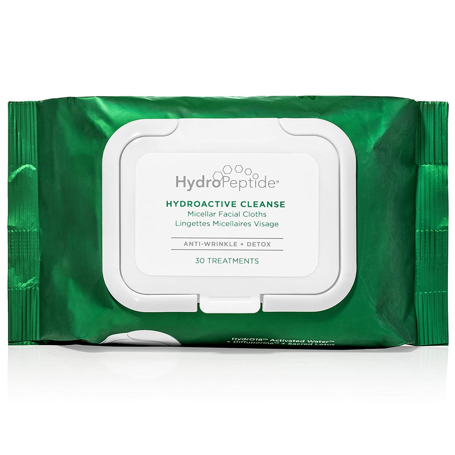 HydroPeptide HydroActive Cleanse Micellar Facial Cloths, Gently Cleanses Skin, Hydrating and Nourishing, 30 Count (Pack of 1)