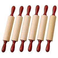 Colorations Natural Wood Rolling Pins, Set of 6, for Kids, Arts & Crafts, 7 Inches x 1 Inch (d), Class Pack, Party Pack, Dough, Clay, Sculpting, 6RP