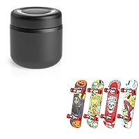Vacuum Insulated Thermos for Hot Food Kids 13.5oz - Black & 4 PCS Finger Boards Mini Skateboard