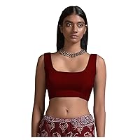 Women's Readymade Banglori Silk Maroon Blouse For Sarees Indian Designer Bollywood Padded Stitched Choli Crop Top