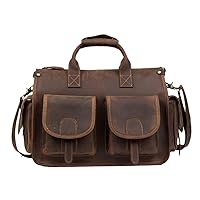 Men's Genuine Leather Briefcase Handbags Crazy Horse Leather Hand Bag Thick Real Leather Shoulder Bag