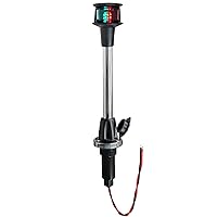 Pactrade Marine Boat LED Navigation Light - 12-Inch Red and Green Bow Light Pole with Removable Base for Bass Pontoon Jon Fishing Boats - Waterproof, 1 NM Visibility
