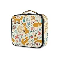 ALAZA Lovely Fox with Forest Flowers Travel Makeup Train Case Jewelry Travel Organizer for Boys Girls