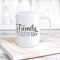 Family A Little Bit of Crazy (2) Ceramic Coffee Mug 15oz Novelty White Coffee Mug Tea Milk Juice Christmas Coffee Cup Funny Gifts for Girlfriend Boyfriend Man Women