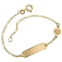 Baby / Children's Engraving Bracelet with Guardian Angel in Real 333 Gold with Personalised Engraving, Choice of Length from 12 - 16 cm