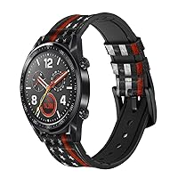 CA0767 Firefighter Thin Red Line Flag Leather & Silicone Smart Watch Band Strap for Wristwatch Smartwatch Smart Watch Size (20mm)