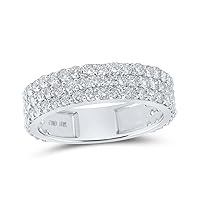 The Diamond Deal 10kt White Gold Mens Round Diamond Triple Row Pave Band Ring 2-5/8 Cttw