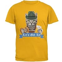 Oktoberfest Funny Cat Let's Get Lit Mens T Shirt