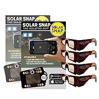 Solar Snap Eclipse App 2 Kits - 4 Solar Camera Filters, 4 Safety Glasses, Includes App, Eclipse Photography Kit, Glasses, and App for iPhone and Android, Safe for Viewing Celestial Phenomenon