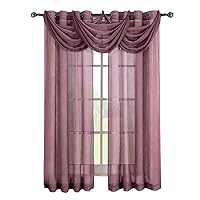 Royal Hotel Bedding Abri Eggplant Grommet Crushed Sheer Curtain Panel, 50x84 inches
