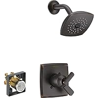 Ashlyn 17 Series Dual-Handle Shower Faucet, Shower Trim Kit with Single-Spray Touch-Clean Shower Head, Venetian Bronze T17264-RB (Valve Included)
