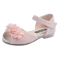 Gymnastic Flip Flops Girls Rhinestone Flower Shoes Low Heel Princess Shoes Flower Wedding Party Dress Shoes with Toddler