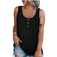 UOFOCO Women's Summer Tank Top Cami Shirts Solid Womens Tops Tees Blouses Sleeveless Casual Loose Low Collar T Shirts Black Large