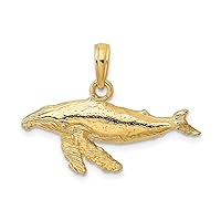 25mm 14k Gold Whale Pendant Necklace 2 d Jewelry for Women