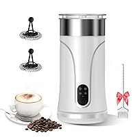 Milk Frother, Milk Frother and Steamer, Non-Slip Stainless Coffee Frother,4 IN 1 Hot & Cold Foam Maker with Temperature Control, Auto Frother for Coffee, Latte, Cappuccino, Macchiato,BPA Free (White)